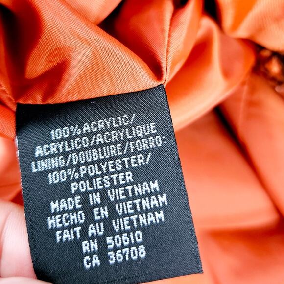 🦃 Kasper Petite Single Button Blazer Orange Black Tweed Woven Fringe Edge 12 P - Picture 6 of 11